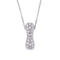 Silver letter I pendant necklace with zircon paving on a delicate O-chain link - Letter I / Silver