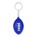 Detail eines blauen Mini-Rugby-Schlüsselanhängers mit PU-Schaum und weißen Nähten - 5,2 cm blauer Football