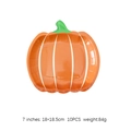 7-inch orange pumpkin shaped paper plates with white stripes for Thanksgiving parties - 7 Inch Green Stem Pumpkin Plates 10PCS