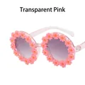Kids' daisy flower sunglasses in transparent pink with purple gradient lenses - Transparent Pink