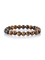 Detailed close-up of natural tiger eye stone beads bracelet with high polished finish - 2193 Yellow Tiger Eye