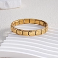 Detail of 18K gold plated stainless steel Italian charms bracelet with double heart pattern - Hollow Double Heart Full Gold (BD-217)