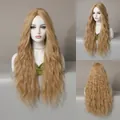 Parrucca 26 pollici biondo miele body wave con riga in mezzo da tre angolazioni - 72cm / 28 Pollici / Oro Sabbia
