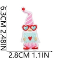 Detail view of Valentine gnome embroidery patch with measurements 6.3x2.8 cm size - No.4-Gnome with Glasses