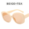 Gafas de sol ovaladas de gran tamaño con montura beige vintage y lentes de color té - Montura beige, lentes color té