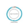 Elegant 17cm silver tennis bracelet featuring blue round zircon stones and fold-over clasp - 4.0 White Gold Aqua Zirconia - 17cm