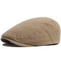 Klassische khakifarbene Schiebermütze aus Baumwolltwill mit Retro-Nähten für Damen - Khaki
