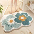 Tappetino da bagno a forma di fiore in tessuto felpato verde acqua su piastrelle - 50*80cm / Fiori gemelli