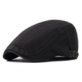 Detail of black cotton flat cap with bronze buckle and reinforced stitching - Adjustable / Gray