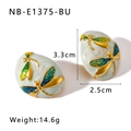 Blue dragonfly enamel earrings in 18K gold plated stainless steel design NB-E1375-BU - NB-E1375-BU / Blue Dragonfly