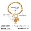 Dettaglio del bracciale in acciaio inossidabile dorato con ciondoli a conchiglia e misure - Bracciale Conchiglia Lisca di Pesce