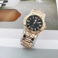 Orologio da uomo in acciaio inossidabile dorato con quadrante nero e numeri grandi - Cassa Oro Rosa Quadrante Nero Cinturino in Acciaio Oro Rosa