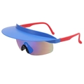 Outdoor sports visor sunglasses with blue brim and red frame for cycling and golf - Blue Frame Green Film