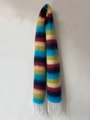 Écharpe d'hiver épaisse à carreaux colorés avec franges en mélange de cachemire - Bleu Marine