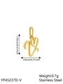 Golden stainless steel letter V heart pendant with precise dimension measurements - Geometric Heart-V