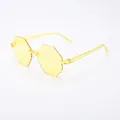 Kids rimless octagonal sunglasses in vibrant transparent yellow finish with gradient lenses - Bright Yellow