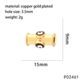Détail d'une perle barillet en cuivre plaqué or avec œil émaillé pour bijoux DIY - Perle Cylindrique Mauvais Œil Bleu Clair(P02461)