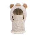 Cappuccio di peluche beige per bambine con orecchie da orso e sciarpa calda invernale - Beige