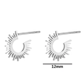 Pendientes de botón geométricos de girasol en acero inoxidable plateado de 12mm - Girasol Plata