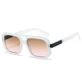 Polygon-Sonnenbrille mit weißem und schwarzem Rahmen und Verlaufsgläsern - Transparenter Rahmen Tee Rosa Linsen