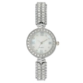 Orologio al quarzo da donna in argento con lunetta in strass e quadrante in madreperla - Argento