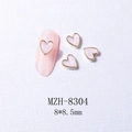 Pink heart nail art charm with gold metal edge and marble texture, size 8x8.5mm - 8304 Gold Border Pink Marble (8*8.5mm)