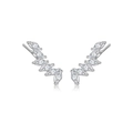 S925 sterling silver leaf stud earrings with marquise-cut marquise-cut clear zircons - Marquis Zircon Style / Silver