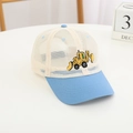 Detail shot of kids mesh baseball cap with cartoon excavator embroidery and blue brim - 52 / Sky Blue