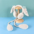 Cute beige plush earmuffs with moving ears and green accents for winter children fashion - One Size / Carrot-Beige