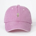 Rosa gewaschene Baseballkappe aus Baumwolle mit Gänseblümchen-Stickerei und Sonnenschutz - Einheitsgröße / Rosa