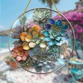 Bohemian colorful succulent design acrylic round hanging disk for indoor and outdoor decor - Colorful Succulents Pattern (33) / 15x15x0.2cm