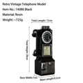 Modello di telefono vintage in resina nera con dimensioni e dati tecnici - Nero