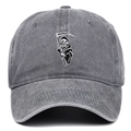 Casquette de baseball en coton délavé gris foncé avec broderie faucheuse style urbain - Taille unique / Gris