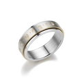 Macro shot of two-tone rotating anxiety ring with brushed silver and gold finish - US 5 / Two-tone Mantra Matte Rotating Ring