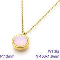 18k gold plated stainless steel necklace with pink crystal devil eye circular pendant - Pale Pink Style (KN88717-K)