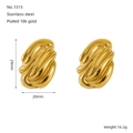 Detailansicht der 18k vergoldeten Edelstahl-Ohrringe mit unregelmäßiger Wellenstruktur - Gefalteter Wellenstil (ZE1515G)