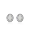 Pendientes de plata S925 con ópalo ovalado y halo de circonitas cúbicas finas - Plata 925 / Estilo Ovalado (RHE2100)
