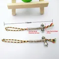 Contadores de cuentas tibetanas con dijes de Vajra y campana en cordones tejidos de colores - Estilo 1