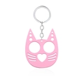 Porte-clés chat en métal rose avec trous pour les doigts et découpe en forme de cœur - Coup de Poing Américain Chat - Rose / Emballage Individuel