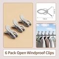 Set of 6 gray windproof plastic clothes pegs for heavy laundry and drying quilts - 6 Pcs Set / Gray