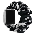 Elastic scrunchie apple watch band with black and white abstract cow print pattern - Black Cow Print