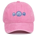 Rosa gewaschene Baumwoll-Baseballkappe mit blauer Muschelstickerei für den Sonnenschutz - Rosa
