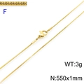 Golden titanium steel snake bone chain necklace in 550x1mm size with secure lobster clasp - Gold 1mm Width 55cm Length (KN203583-Z)