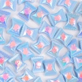 Blue iridescent candy beads with pink rabbit motifs for DIY jewelry crafting - Blue