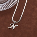 Minimalist silver stainless steel snake chain necklace with a capital letter N pendant - Letter N