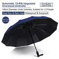 Automatic navy blue folding umbrella with 12 reinforced ribs and 108cm diameter - 12 Bone Automatic Black Glue Navy Blue
