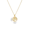 Golden Tree of Life necklace with multi-color crystal inlay and 19mm round pendant - Circle Tree of Life-Gold-Multi Color-19mm