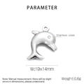 Macro detail of dolphin stainless steel charm showing 19x14mm size and 0.6g weight - 19x14mm Dolphin Style (KLJ6934-Z)