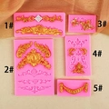 Stampi in silicone rosa in stile barocco per fondant con cinque motivi decorativi in pizzo - Set da 5 Rosa