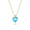 Collana in argento S925 con ciondolo a cuore blu e catena placcata in oro - Marzo - Cuore Blu